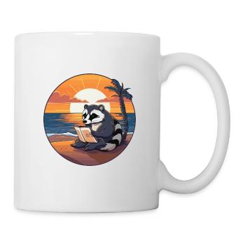 Blaireau Mignon Drôle Dessin Animé Kawaii Livre Plage - Mug blanc - blanc - Droite