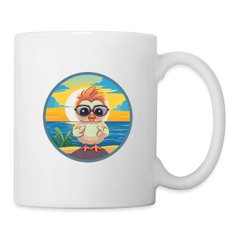 Poussin Mignon Drôle Dessin Animé Kawaii Livre Plage - Mug blanc - blanc - Droite