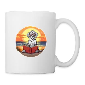 Dalmatiner Niedliche Lustige Karikatur Kawaii Buch Strand - Tasse - Weiß - Rechts