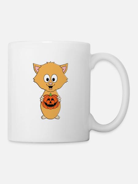HALLOWEEN - KÜRBIS - KATZE - TIER - KIND - BABY - Tasse - Weiß