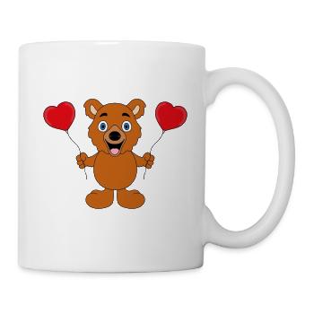 LIEBE - LUFTBALLONS - HERZEN - TEDDY - BÄR - LOVE - Tasse - Weiß - Rechts