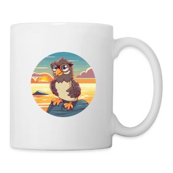 Eagle Cute Funny Cartoon Kawaii Book Beach - Mug - white - Right