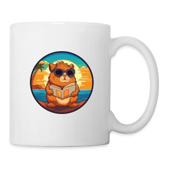 Cochon d’Inde Mignon Drôle Dessin Animé Kawaii Livre Plage - Mug blanc - blanc - Droite