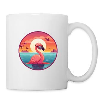 Flamant rose mignon drôle dessin animé kawaii livre plage - Mug blanc - blanc - Droite