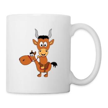 REITEN - PFERD - PONY - STIER - BULLE - KUH - Tasse - Weiß - Rechts