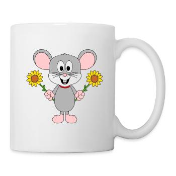 BLUMEN - MAUS - MÄUSE - TIER - TIERE - TIERISCH - Tasse - Weiß - Rechts