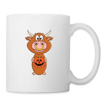 KÜRBIS SCHNITZEN - HALLOWEEN - BULLE - STIER - KUH - Tasse - Weiß - Rechts