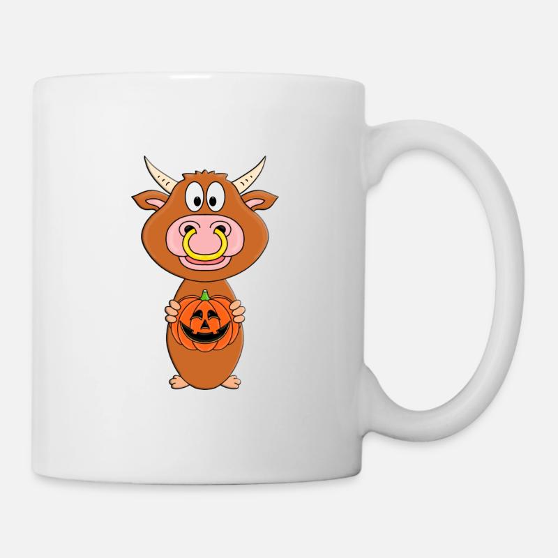 KÜRBIS SCHNITZEN - HALLOWEEN - BULLE - STIER - KUH - Tasse - Weiß