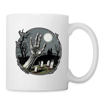 Main de zombie / Halloween / doigt / terre / morts-vivants - Mug blanc - blanc - Droite