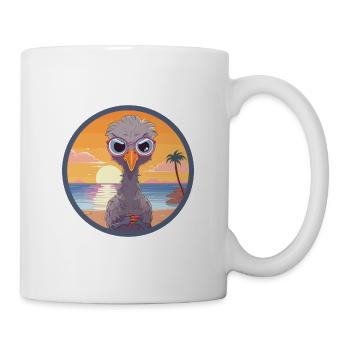 Autruche mignon drôle dessin animé kawaii livre plage - Mug blanc - blanc - Droite
