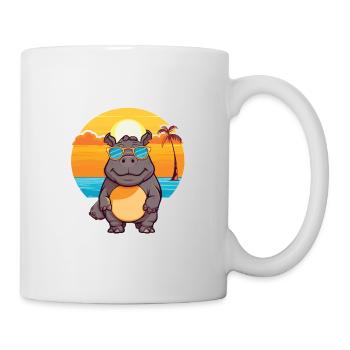 Nashorn Lustige Karikatur Kawaii Strand Illustration - Tasse - Weiß - Rechts