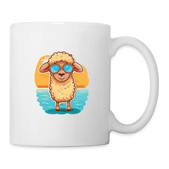 Schaf lustige Karikatur Kawaii Strand Illustration - Tasse - Weiß - Rechts