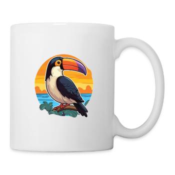 Toucan Funny Cartoon Kawaii Beach Illustration - Mug - white - Right