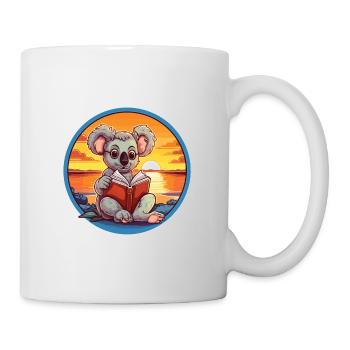 Koala Niedliche Lustige Karikatur Kawaii Buch Strand - Tasse - Weiß - Rechts