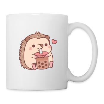Cute Little Hedgehog Loves Drinking Bubble Tea - Mug - white - Right