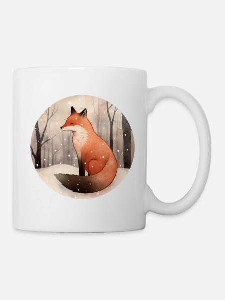 Fuchs im Winter - Tasse - Weiß