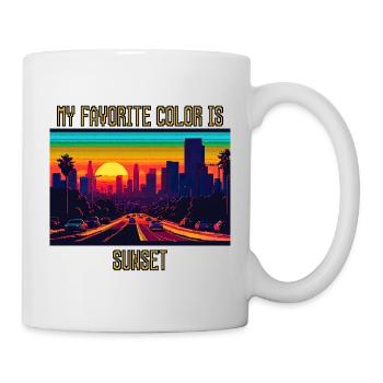Meine Lieblingsfarbe ist Sonnenuntergang - Tasse - Weiß - Rechts