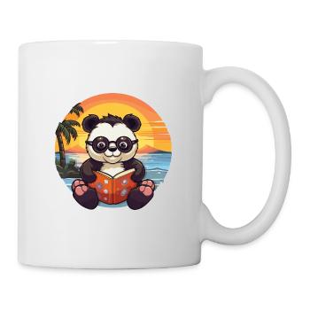 Panda Mignon Drôle Dessin Animé Kawaii Livre Plage - Mug blanc - blanc - Droite