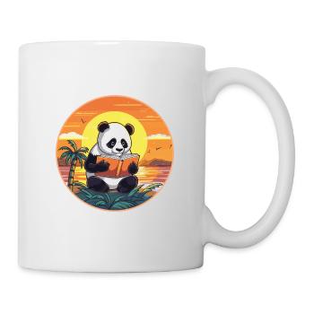 Panda Mignon Drôle Dessin Animé Kawaii Livre Plage - Mug blanc - blanc - Droite