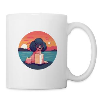 Pudel Niedlich Lustige Karikatur Kawaii Buch Strand - Tasse - Weiß - Rechts