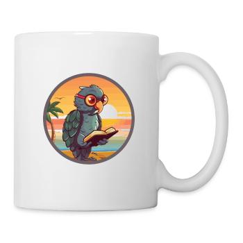 Parrot Cute Funny Cartoon Kawaii Book Beach - Mug - white - Right