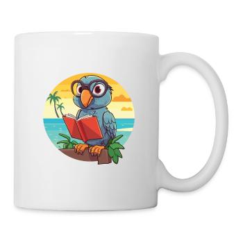 Parrot Cute Funny Cartoon Kawaii Book Beach - Mug - white - Right