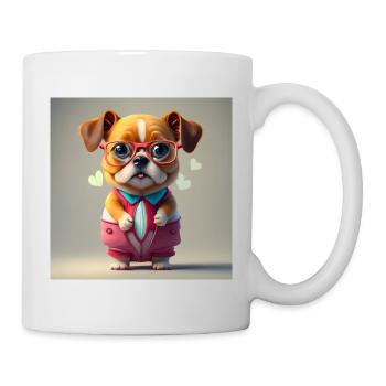 Hunderote Brille - Tasse - Weiß - Rechts