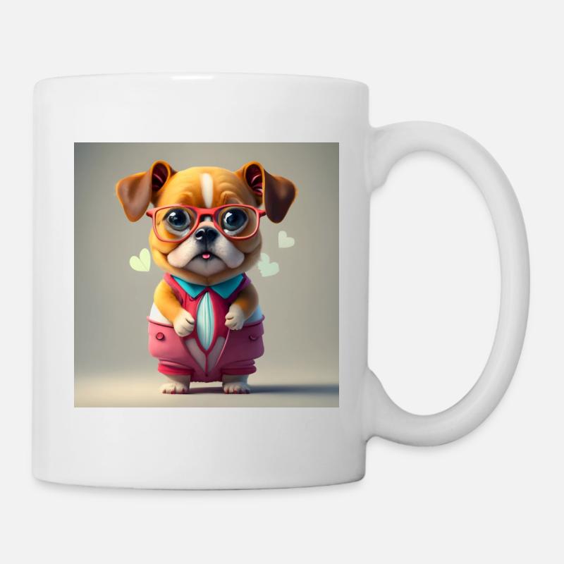 dog red glasses - Mug - white
