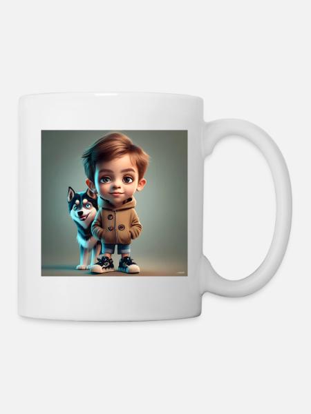 boy with dog - Mug - white