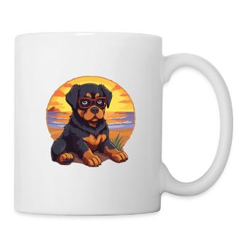 Rottweiler Chien Drôle De Dessin Animé Kawaii Livre Plage - Mug blanc - blanc - Droite