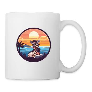 Zebra Niedlich Lustige Karikatur Kawaii Buch Strand - Tasse - Weiß - Rechts