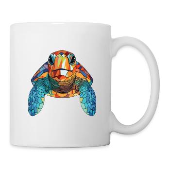 Sea Turtle Colorful Watercolor Animal Illustration - Mug - white - Right