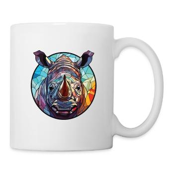 Nashorn buntes Aquarell Tier Haustier Illustration - Tasse - Weiß - Rechts