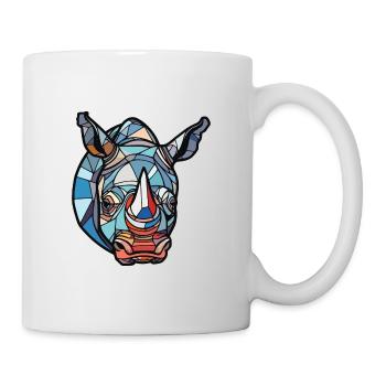 Rhinoceros Colorful Watercolor Animal Illustration - Mug - white - Right