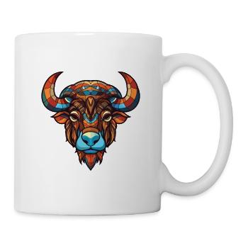 Buffalo Colorful Watercolor Animal Illustration - Mug - white - Right