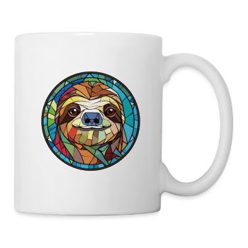 Burgarly Faultier Buntes Aquarell Tier Cartoon - Tasse - Weiß - Rechts