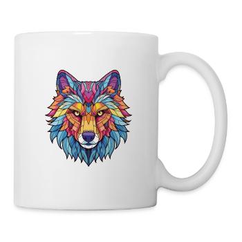 Wolf Colorful Watercolor Animal Pet Illustration - Mug - white - Right