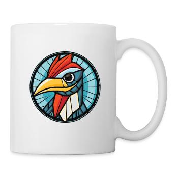 Specht bunte Aquarell Tier Illustration - Tasse - Weiß - Rechts
