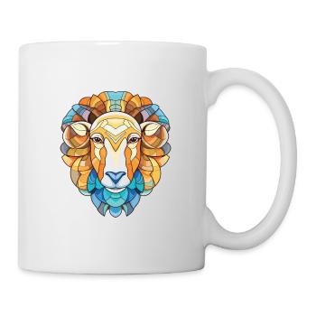 Schaf buntes Aquarell Tier Haustier Illustration - Tasse - Weiß - Rechts