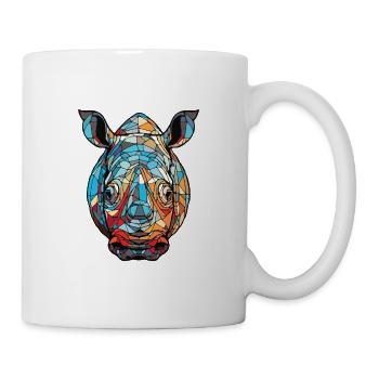 Nashorn buntes Aquarell Tier Haustier Illustration - Tasse - Weiß - Rechts