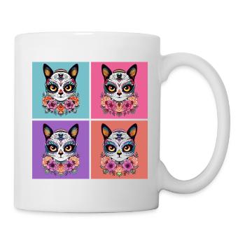 Kawaii Katze Zuckerschädel - Tasse - Weiß - Rechts