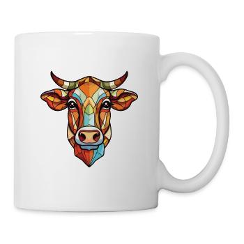 Kuh buntes Aquarell Tier Haustier Illustration - Tasse - Weiß - Rechts