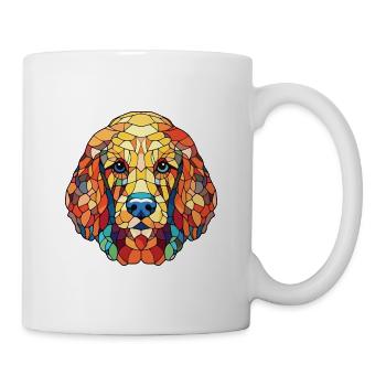 Pudelhund buntes Aquarell Tier Illustration - Tasse - Weiß - Rechts