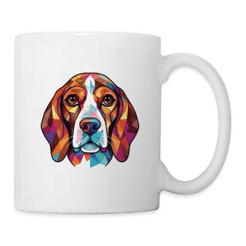 Beagle Hund Bunte Aquarell Tier Illustration - Tasse - Weiß - Rechts