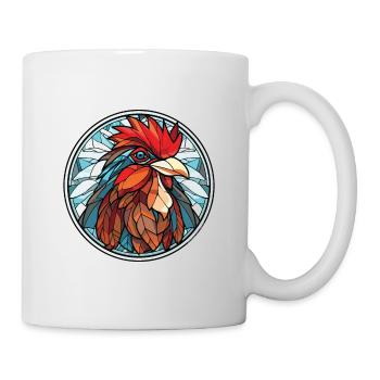 Hahn Buntes Aquarell Tier Illustration - Tasse - Weiß - Rechts