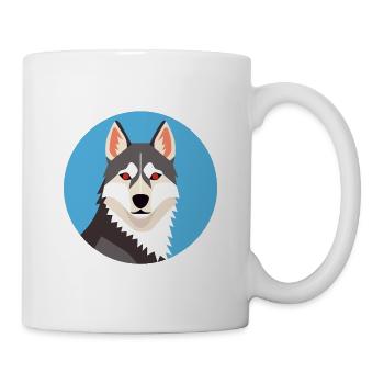 Husky Hund Bunte Aquarell Tier Illustration - Tasse - Weiß - Rechts