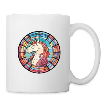 Einhorn bunte Aquarell-Tier-Illustration - Tasse - Weiß - Rechts