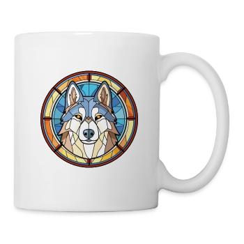 Husky Hund Bunte Aquarell Tier Illustration - Tasse - Weiß - Rechts