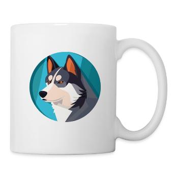 Husky Hund Bunte Aquarell Tier Illustration - Tasse - Weiß - Rechts