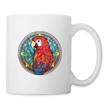 Papagei buntes Aquarell Tier Haustier Illustration - Tasse - Weiß - Rechts
